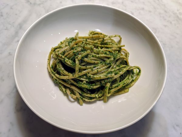 Kale and Almond Pesto Pasta